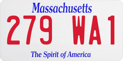 MA license plate 279WA1