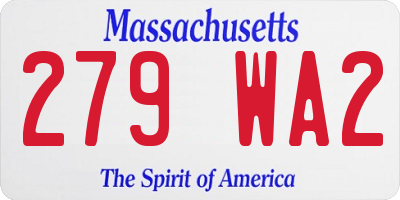 MA license plate 279WA2
