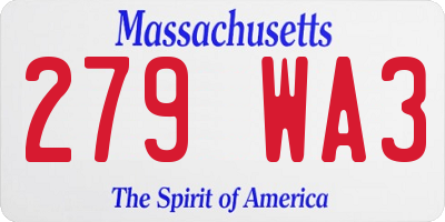MA license plate 279WA3