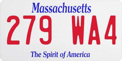 MA license plate 279WA4