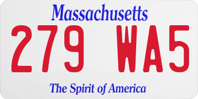 MA license plate 279WA5