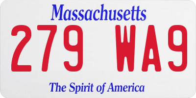 MA license plate 279WA9