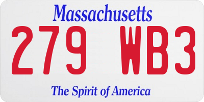 MA license plate 279WB3