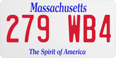 MA license plate 279WB4