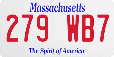 MA license plate 279WB7