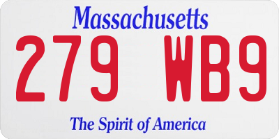 MA license plate 279WB9