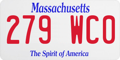 MA license plate 279WC0