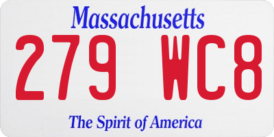MA license plate 279WC8