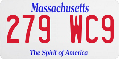 MA license plate 279WC9