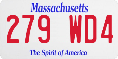 MA license plate 279WD4