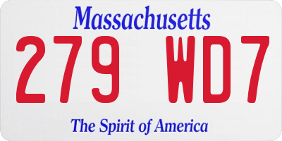 MA license plate 279WD7