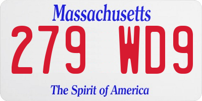 MA license plate 279WD9
