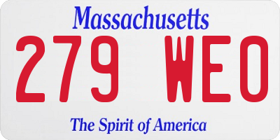 MA license plate 279WE0
