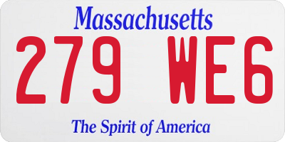 MA license plate 279WE6