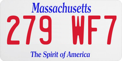MA license plate 279WF7