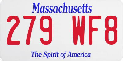MA license plate 279WF8