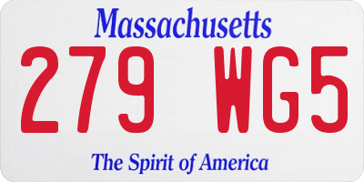 MA license plate 279WG5