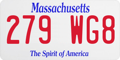 MA license plate 279WG8