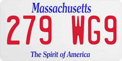 MA license plate 279WG9