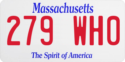 MA license plate 279WH0