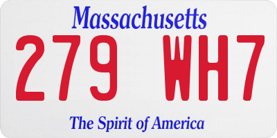 MA license plate 279WH7