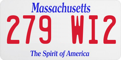 MA license plate 279WI2