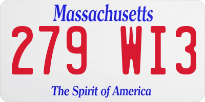 MA license plate 279WI3