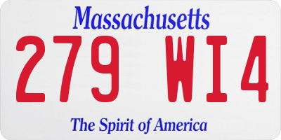 MA license plate 279WI4