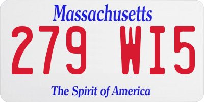 MA license plate 279WI5
