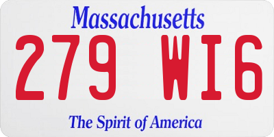 MA license plate 279WI6