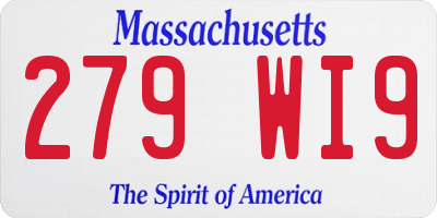 MA license plate 279WI9