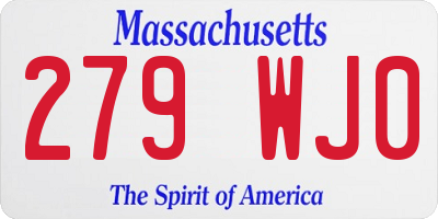 MA license plate 279WJ0