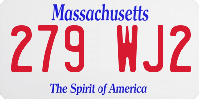 MA license plate 279WJ2