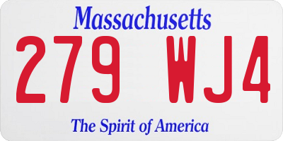 MA license plate 279WJ4