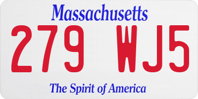 MA license plate 279WJ5