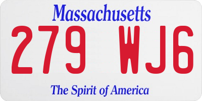 MA license plate 279WJ6