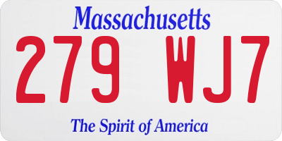 MA license plate 279WJ7