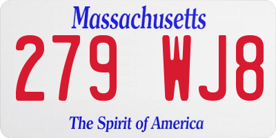MA license plate 279WJ8