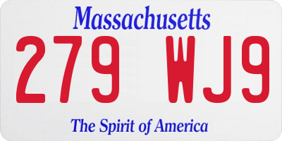 MA license plate 279WJ9