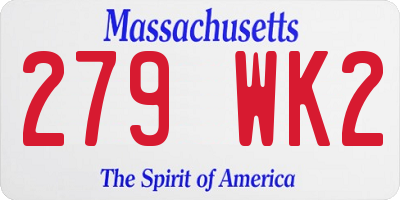 MA license plate 279WK2