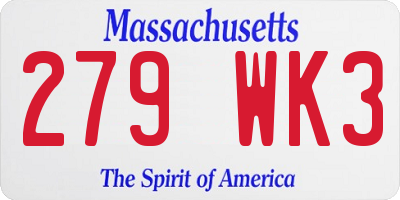 MA license plate 279WK3