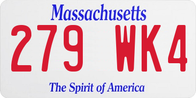 MA license plate 279WK4
