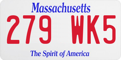 MA license plate 279WK5