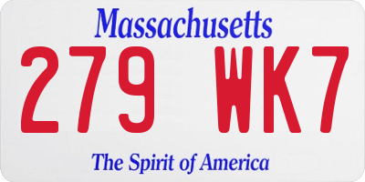 MA license plate 279WK7