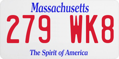 MA license plate 279WK8