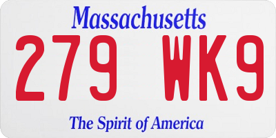 MA license plate 279WK9