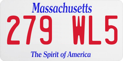 MA license plate 279WL5