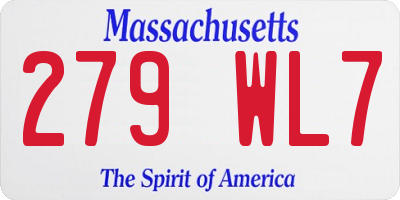 MA license plate 279WL7
