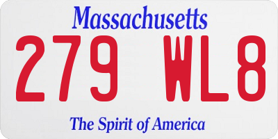 MA license plate 279WL8