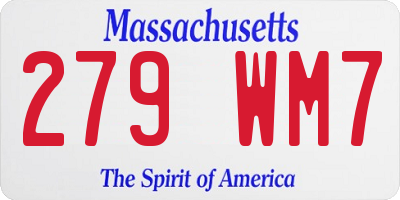 MA license plate 279WM7